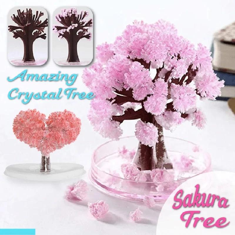 Mini Magic Sakura Miniature Tree DIY Crystal Growing Paper Plantas Miniatura Ornaments Decor Novelty Boy Girls Gift Science Toys