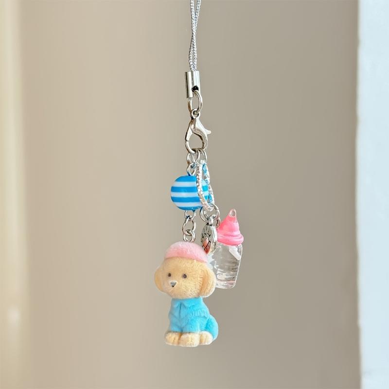 Adorable Dog Mobile Strap Multifuntional Dog Hanging Ornament Perfect for Phones Bags and Keychains Resin Alloy Texture