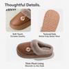 Unisex Closed-Toe House Slippers with Plush Lining, PU Upper, Thick EVA Sole and Slip-On Design for Indoor Winter Wear