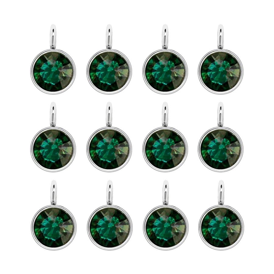 144Pcs/Lot Birthstone Necklace Pendant Jewelry Making Rhinestone Stainless Steel Charms For Women Earrings DIY Accessories Gift