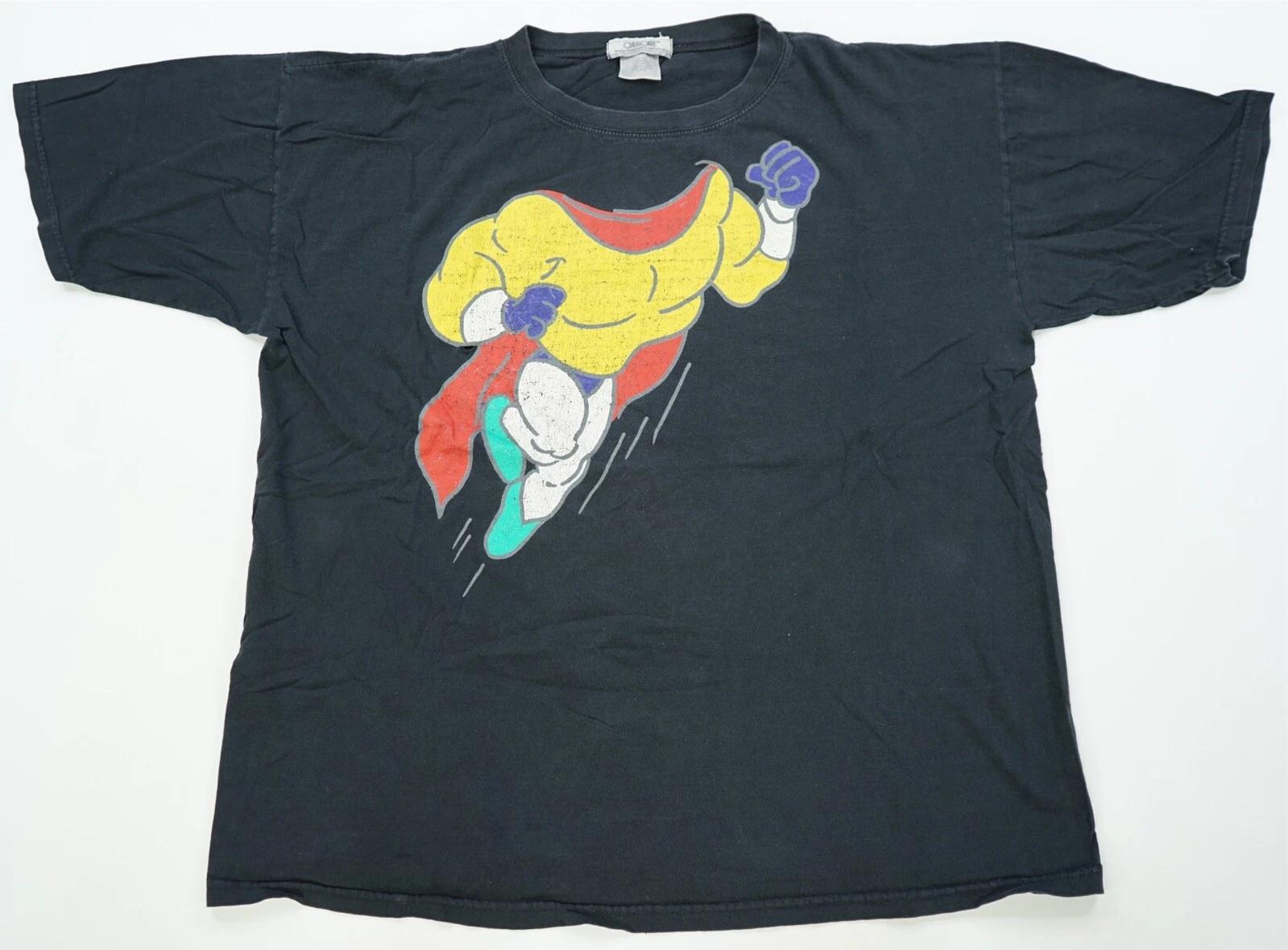 Rare Vintage CHEROKEE Mighty Mouse Missing Face Head Costume T Shirt 90s Black L M