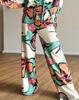 Cross-border Europe, America 2025 New Temperament Women's Clothing Large Size Printed Commuter Shirt High Waist Wide Leg Pants Spot Set