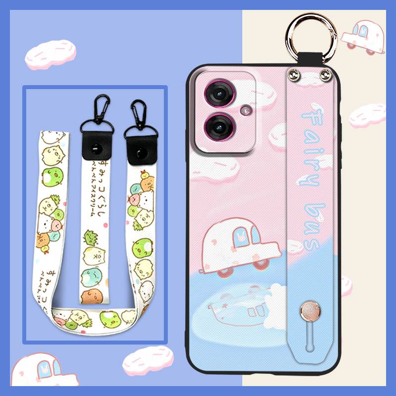 Silicone Cartoon Phone Case For MOTO G55 5G Anti-dust Phone Holder Cute Anti-knock Wrist Strap Soft Case Fashion Design