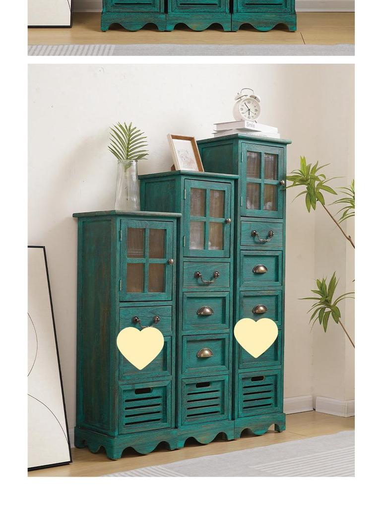 American Solid Wood Narrow Five-Drawer Sideboard and Bedside Cabinet