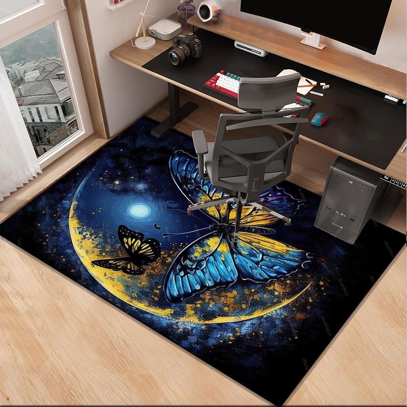 Neon Butterfly Dreamscape Office Rug Chair Mat, Entryway Carpet, Suitable for Front Door, Bedroom, Living Room, Desk, Holiday Gift