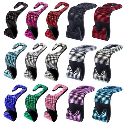 Diamond Car Seat Back Hook Bling Rhinestone Storage Hanger Auto Back Headrest Mount Storage Holder Hook Car Interior Accessories