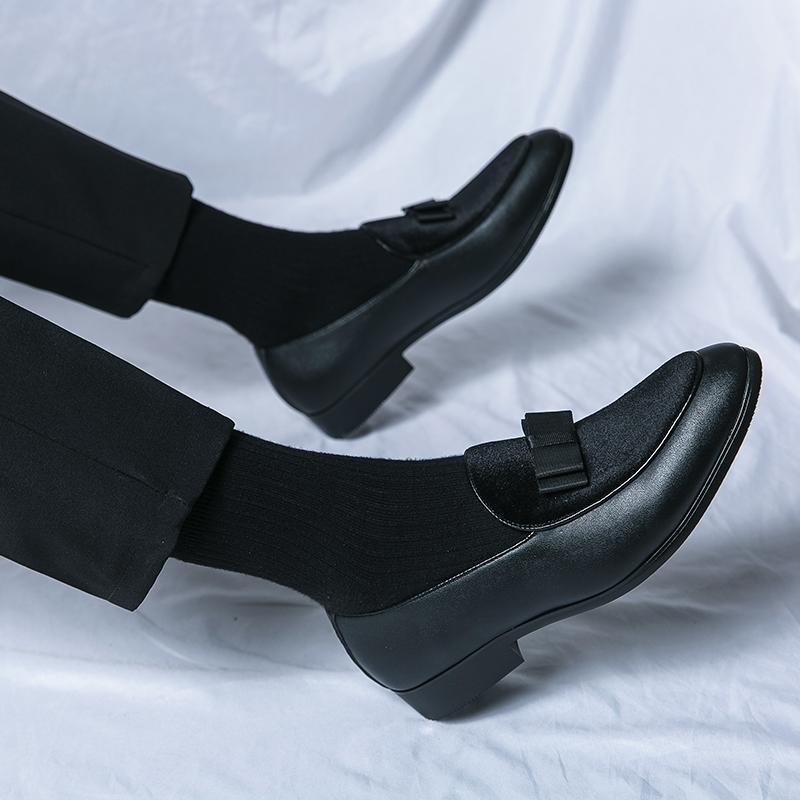 Men's Loafers Velvet Men's Shoes Leather Bow Loafers Men's Leather Shoes