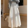 Mori Style White Midi Skirt for Women - High Waist, A-Line, Slimming, Pleated, Summer 2025 Edition