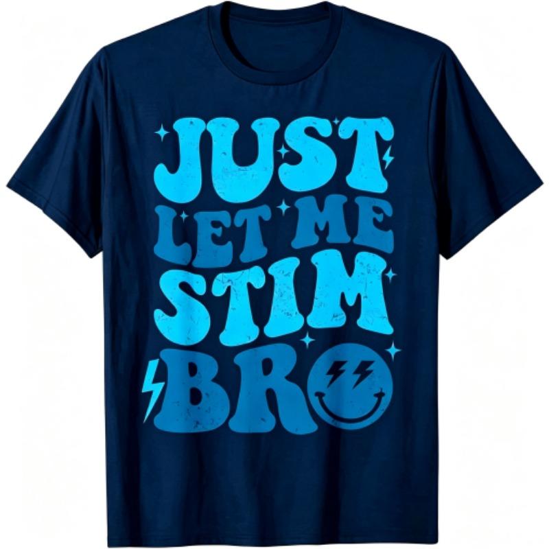 Blue Letter Smiley Face Print Men s T-Shirts Summer Fashion Street Outdoor Casual T-shirt Tops for Men s and Women s Tees Top XXS