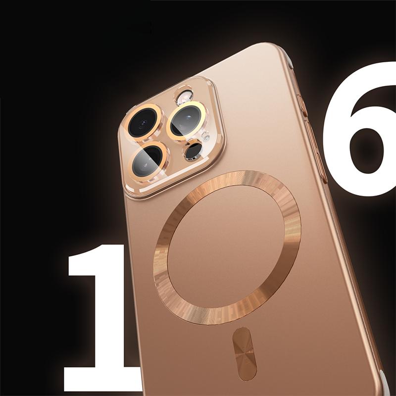 For Magsafe Magnetic Wireless Charging Luxury Solid Color Plating Phone Case For iPhone 16 Pro Max 14 13 15 Pro Max Back Cover