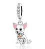 925 Silver Pink Claw Bones Running Dog Pendant Heart Bead Fit Bracelet Women Jewelry Diy Childish Fine Gift