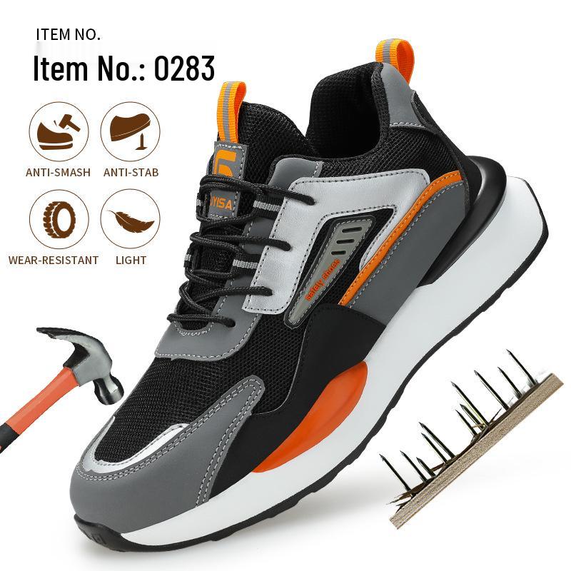 Men's Safety Shoes: Anti-smash, Anti-puncture, Oil-resistant, Wear-resistant - Ideal for Construction & Fashionable Workwear.