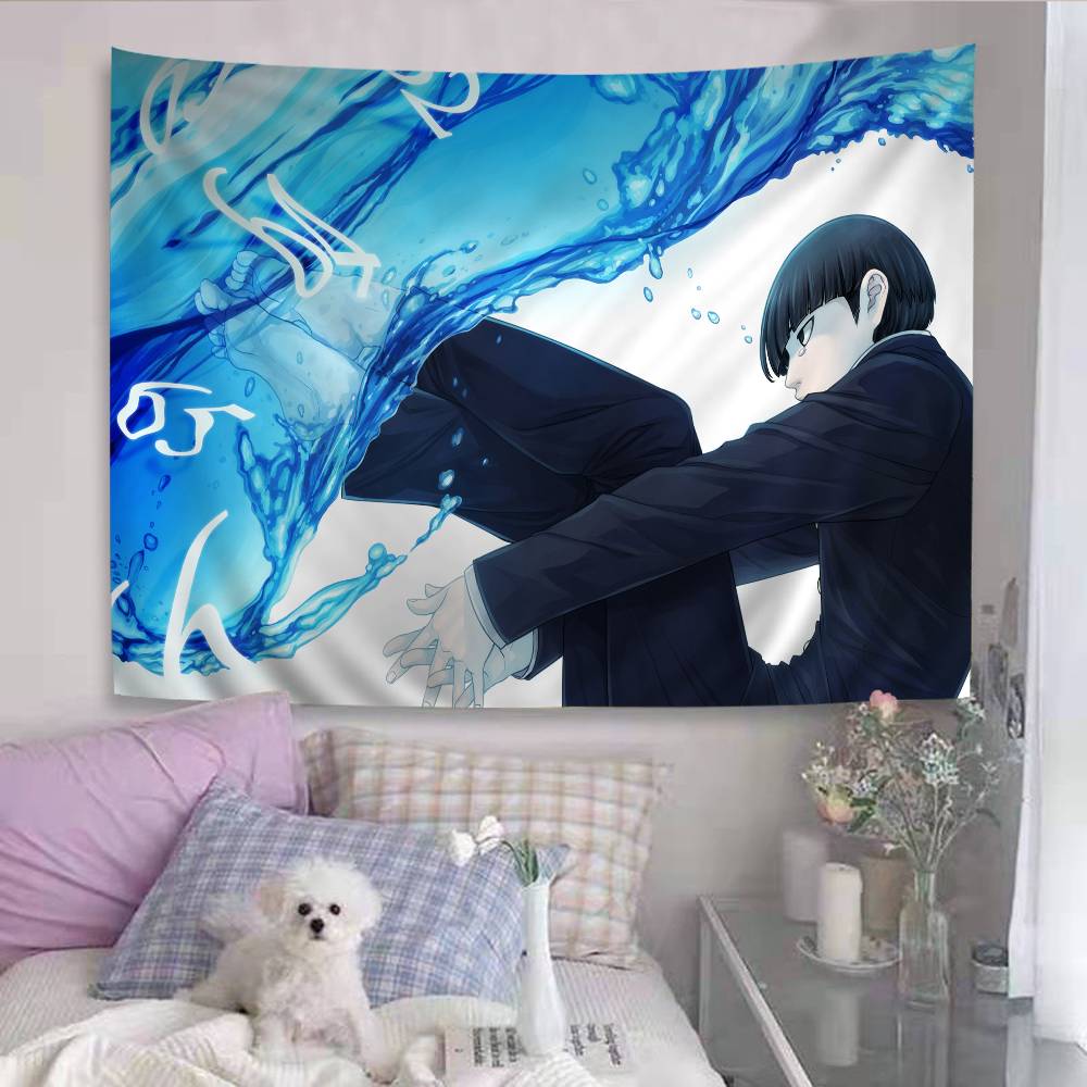 Mob Psycho Anime Tapestry Hippie Flower Wall Carpets Dorm Decor Wall Hanging Home Decor