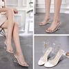 Fashion New Wedges Sandals for Women Summer Sweet Transparent High-heeled PVC Slippers Peep Toe Stiletto Sexy Wedding Shoes 357