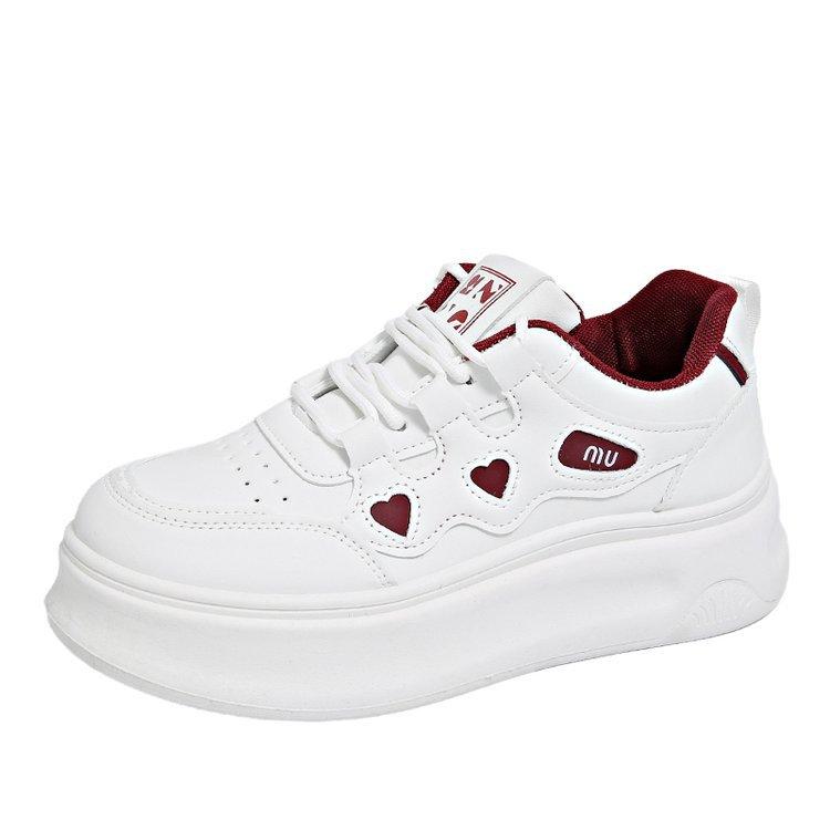 

[Youshilai] 2025 spring little white shoes new Korean version of female students heightening platform sports board shoes casual shoes 41 бордовый