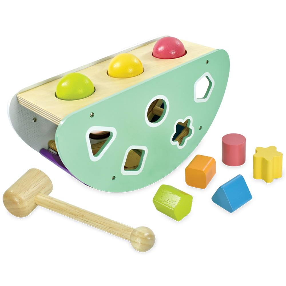 Toy Rocking Activity Educational Wooden Musical Hammer Birthday Gift for Year Olds Edutē I'm Toy, Toy, Instrument, Toy, Shape-Matching Puzzle, 1-2