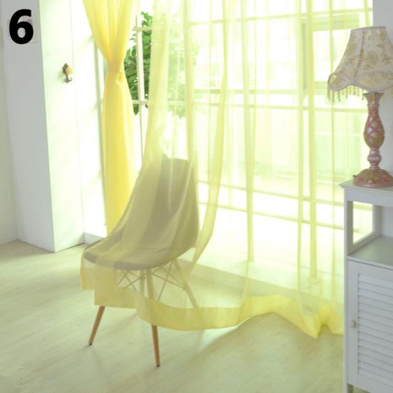 Cortina de ventana de puerta de gasa de tul de Color sólido, Panel de cortina, cenefas de bufanda transparente