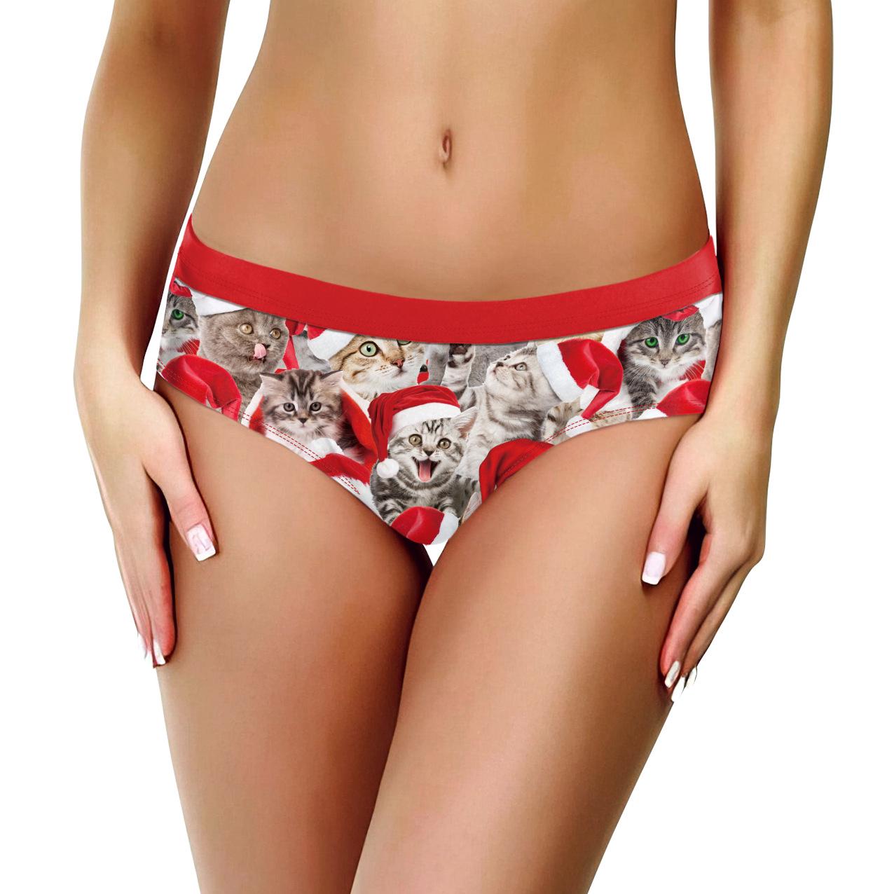 

2024 Christmas Plaid Snowflake Women s Sexy Digital Print Triangle Panties Small/Medium