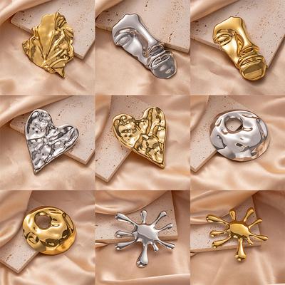 Thousands Of Calls Half Face Anti-Light Stainless Steel Brooch Collection Wind Halloween Texture Titanium Steel Pin