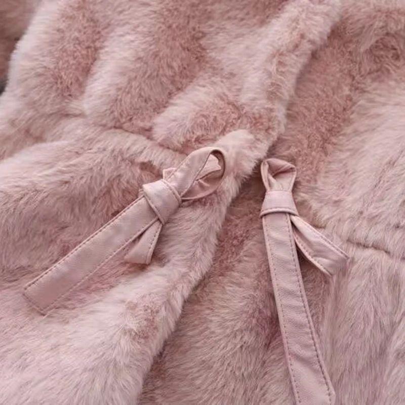 Winter Girls Coat Super Warm Mink Fur Padded Thickened Long Sleeve Hooded Coats Baby Kids Children Jacket Plush Outerwear
