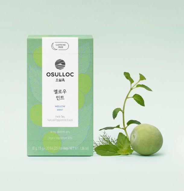 OSULLOC Mellow Mint Tea 20 Tea Bags Refreshing Herbal Caffeine-Free Tea 1 box