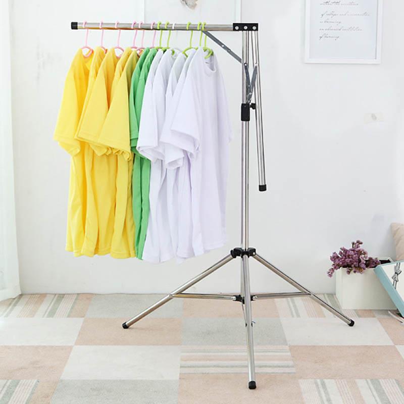 Foldable Clothes Drying Rack Stainless Steel Adjustable Garment Clothing Hanger for Indoor Outdoor Indoor Outdoor 1 Set