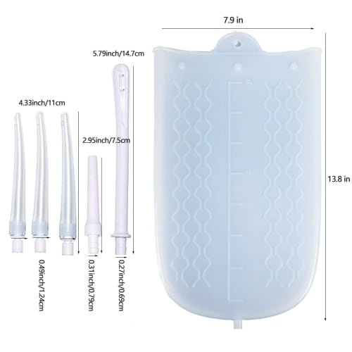 GNEGKLEAN Silicone Enema Bag Kit with 6-Foot Hose, 5 Enema Tips, Controllable Flow Valve, and Thermometer - 2-Quart Capacity Coffee Enema for Colon Cl