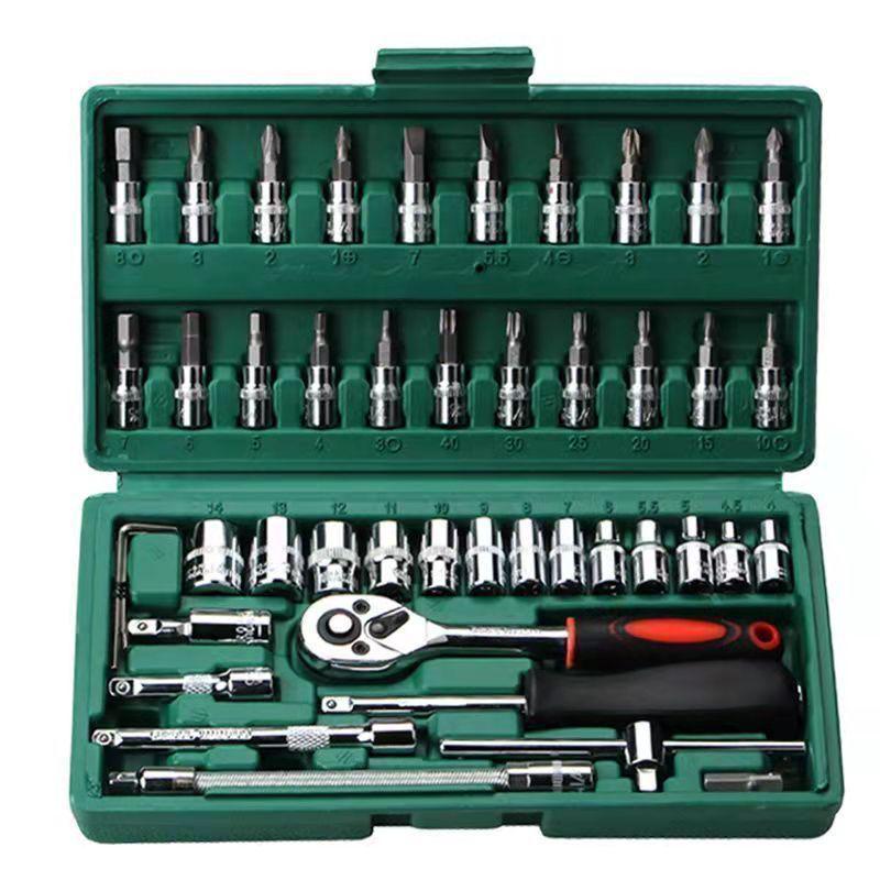 46-Piece Bit & Socket Tool Set with Ratchet Wrench for Auto & Home Repairs