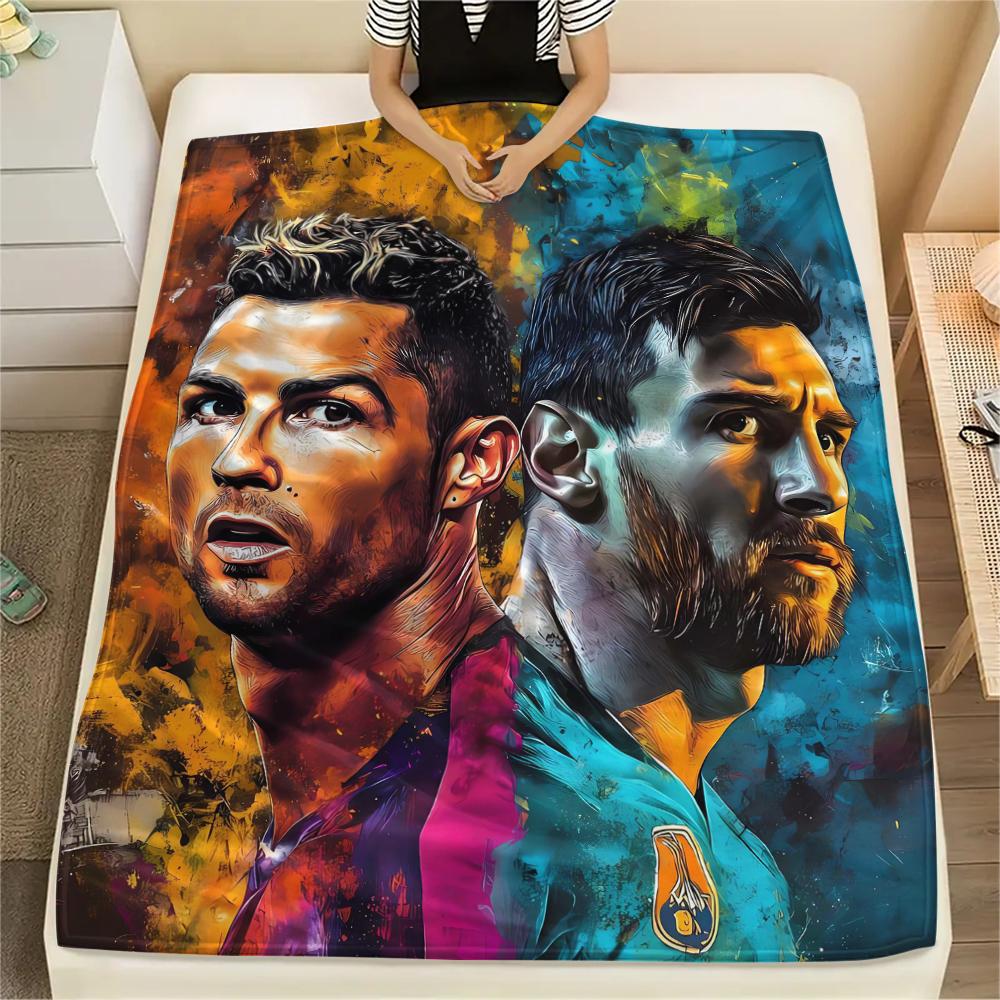 1Pc CR7 Print Flannel Blanket, High quality Comfortable for All Seasons, Home Decor, Warmth and Comfort, Perfect for Christmas Gifts