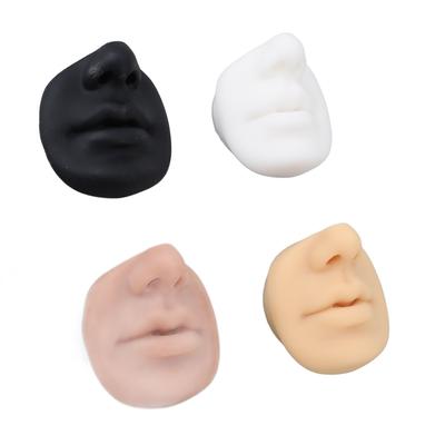 4pcs Silicone Piercing Model with Nose Lip Mouth Silicone Tattoo Practice Lips for Semi Permanent Make Up Jewelry Display