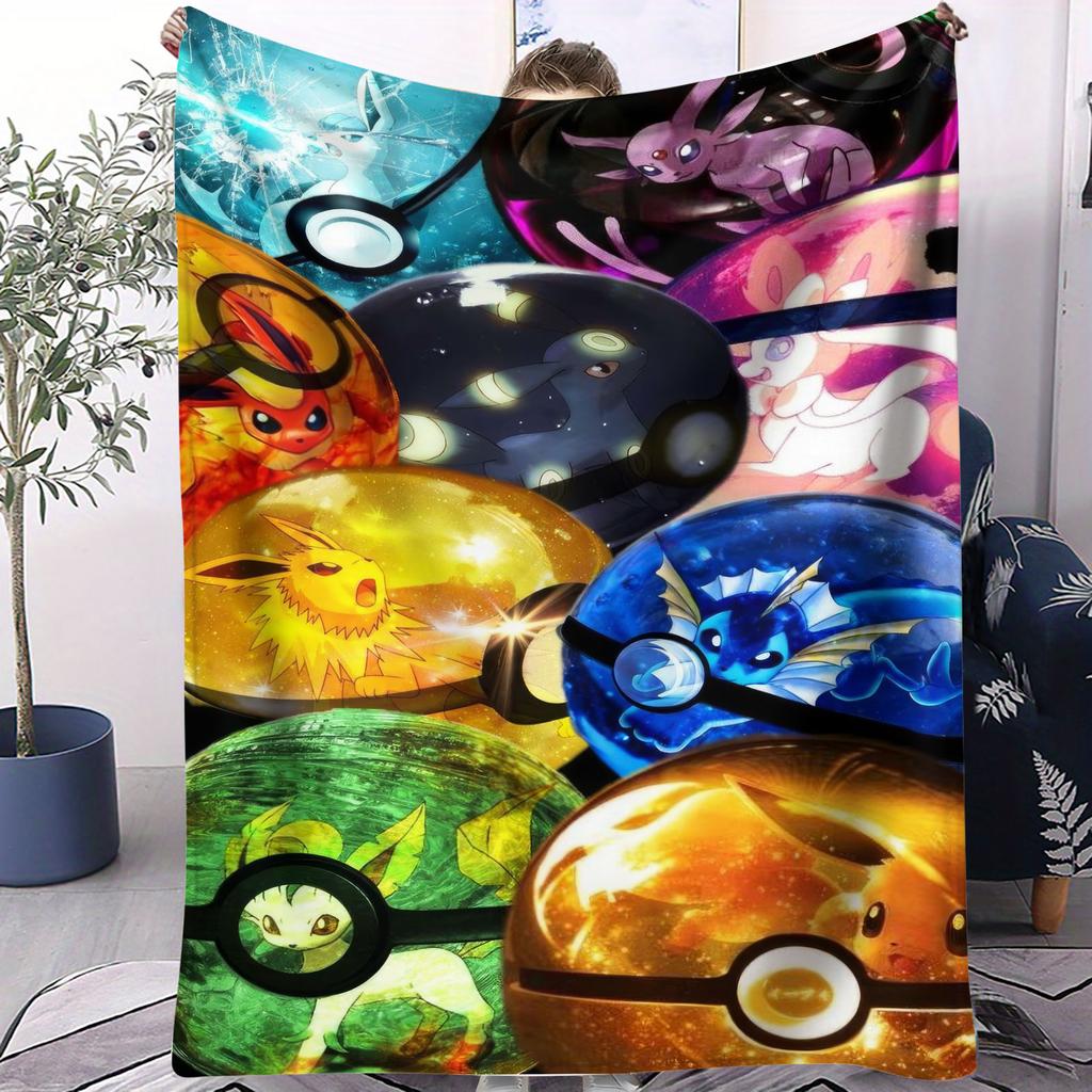 Pokemon Ash Neon Fire Effect Flannel Blanket Hot Anime Soft Warm Plush Throw for Sofa Bed Couch Cover Camping Travel Fans Gift