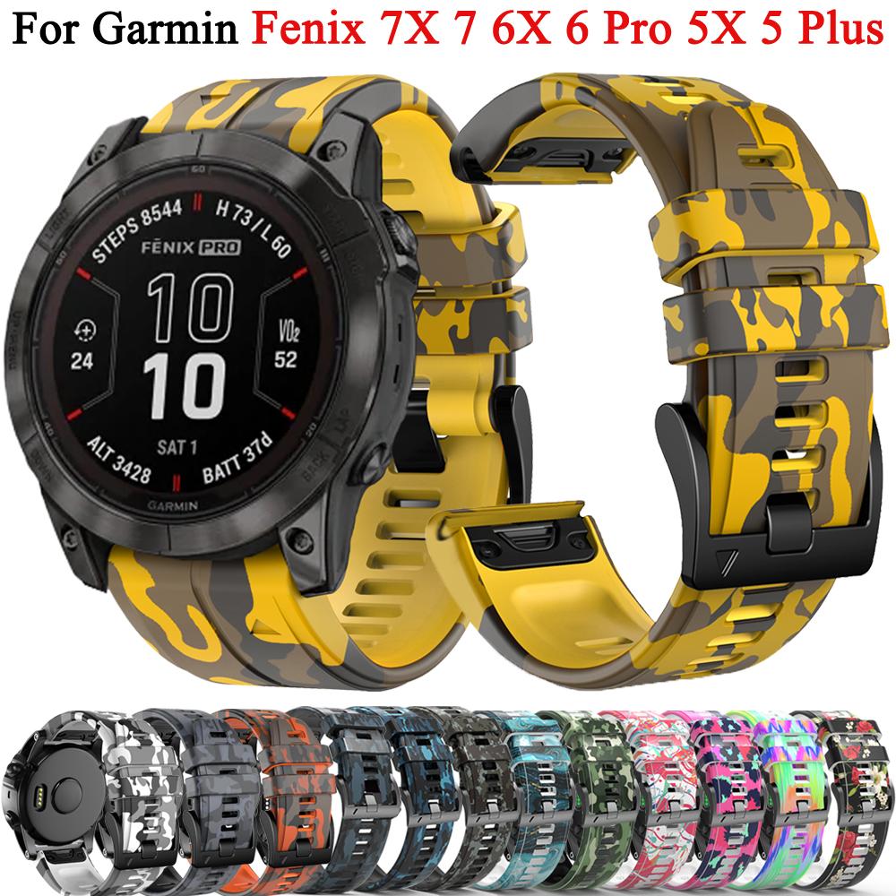 26mm 22mm Silicone Bands For Garmin Fenix 7X 7 8 6X 6 Pro 5X 5 Plus Strap Bracelet Enduro Epix Gen 2 47 51mm Printing Watchband