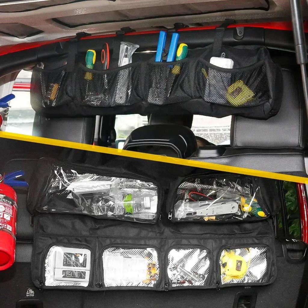 Κιτ Εργαλείων Μεγάλης Χωρητικότητας Οργανωτές Τσάντα Φορτίου Θήκη Τσάντα Πίσω Καθίσματος για 2007-2024 Jeep Wrangler JK/JL Δίχτυ Αποθήκευσης Φορτίου Πίσω Καθίσματος