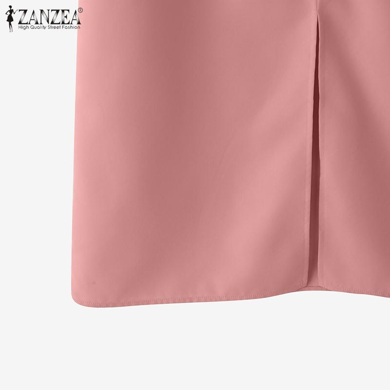 ZANZEA Women Summer Casual Round Neck Sleeveless Plain Dress