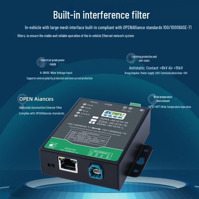 Zhiqian IoT Automotive Ethernet Converter 100/1000BASE-T1 To RJ45