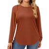 Damen Übergröße Oberteile Langarmshirts Rundhals Fließende Tunika Lässig Lockere Bluse L-5X