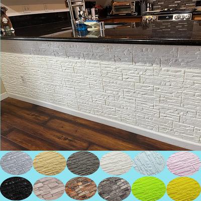 6 paneles de espuma 3D para pared, adhesivos impermeables para papel tapiz, decoración para el hogar, la sala de estar, el baño y la cocina, papel tapiz autoadhesivo