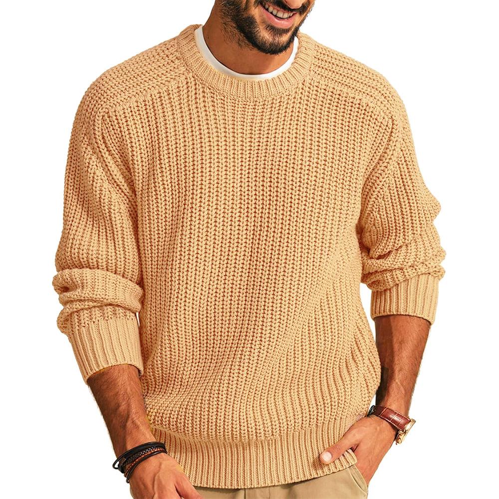 Autumn Winter Men Knit Pullovers Men Solid Mock Neck Casual Knitted Sweater Men Long Sleeve Loose Knitwear Sweaters