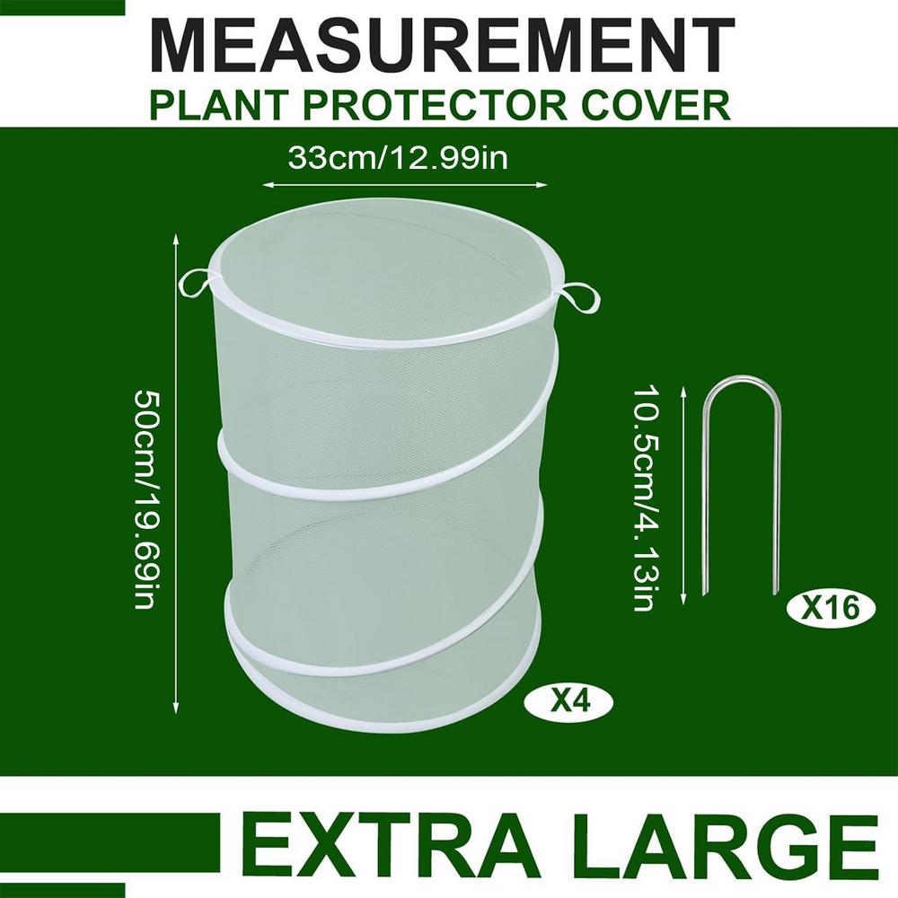Mesh Plant Enclosure Pop Out Mesh Plant Cover 4 Pieces Foldable Tent With 16 Stakes Fly-Proof Animals Barrier For Garden