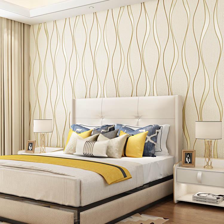 Modern 3D Water Wave Pattern Non-woven Suede Wallpaper for TV Background