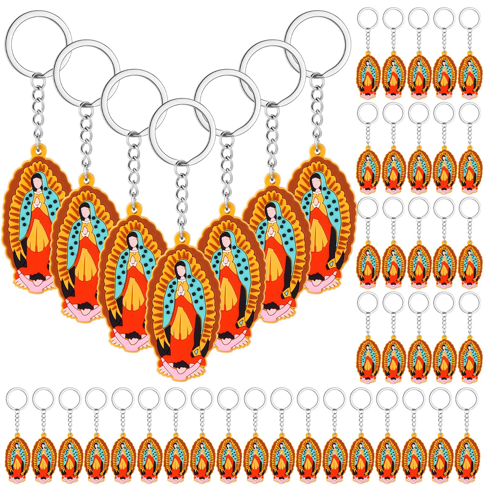 50Pcs Virgen De Guadalupe Keychain Gifts Bulk Mexican Lady Of Guadalupe Keyrings Religious First Communion Supplies 1