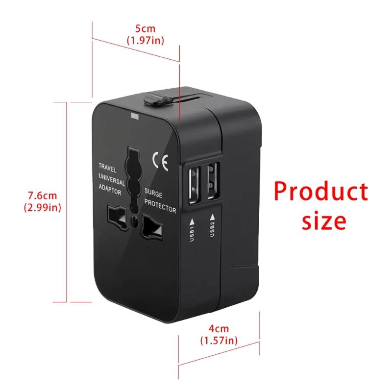 Travel Adapter Worldwide Universal Travel Plug International Socket Adapter with 2 USB Universal Socket Adapter