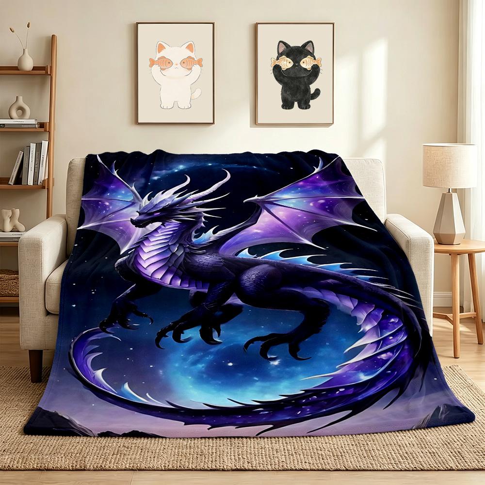 Purple Dragon Flannel Blanket Throw Blanket Soft Warm Sofa Bed Camping home Decor Unique Christmas Gift C926857