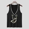INCERUN Summer Men Deep V Neck Sleeveless Lace Hem Print Casual Tank Tops