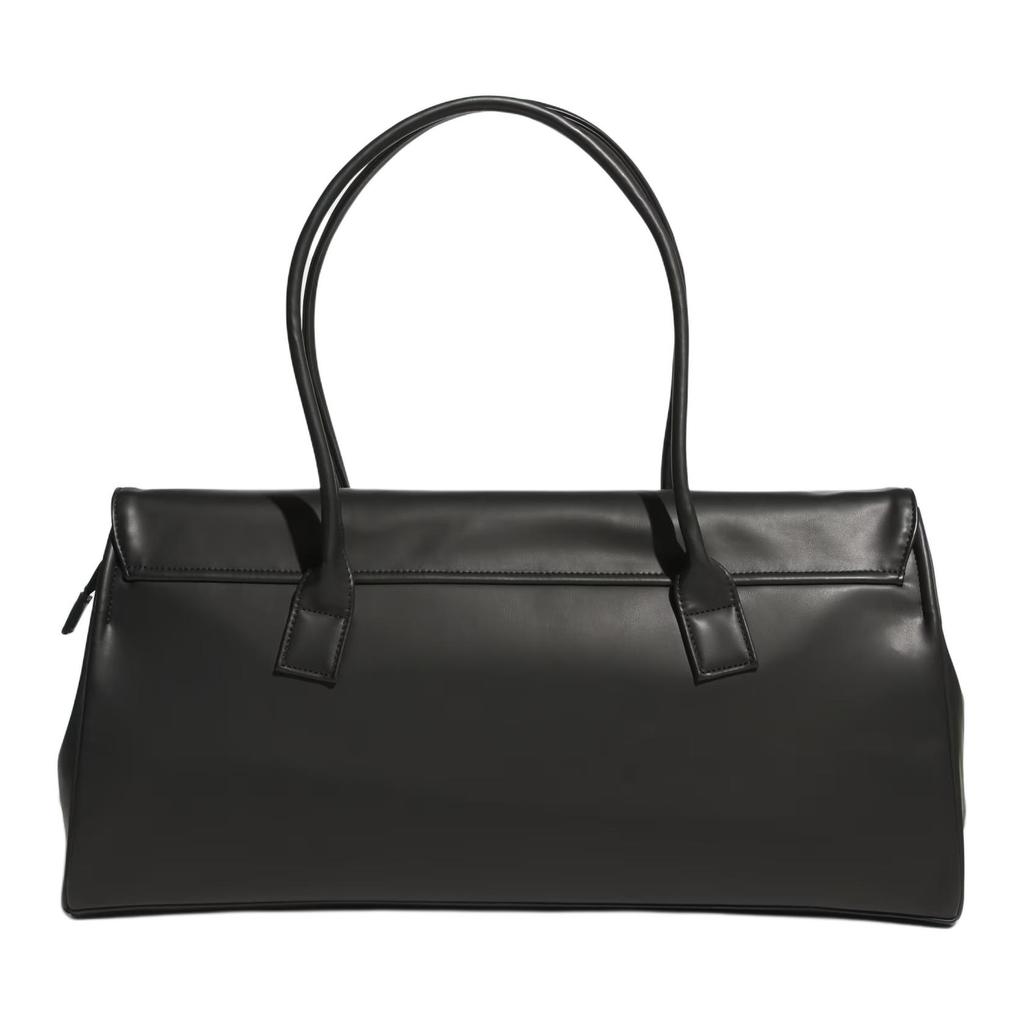 adidas Bolsa de Ombro Clássica Prática Originals Trefoil 17,2L Poliuretano Alça Longa Bolsa de Ombro Grande Feminina Preta KC1418