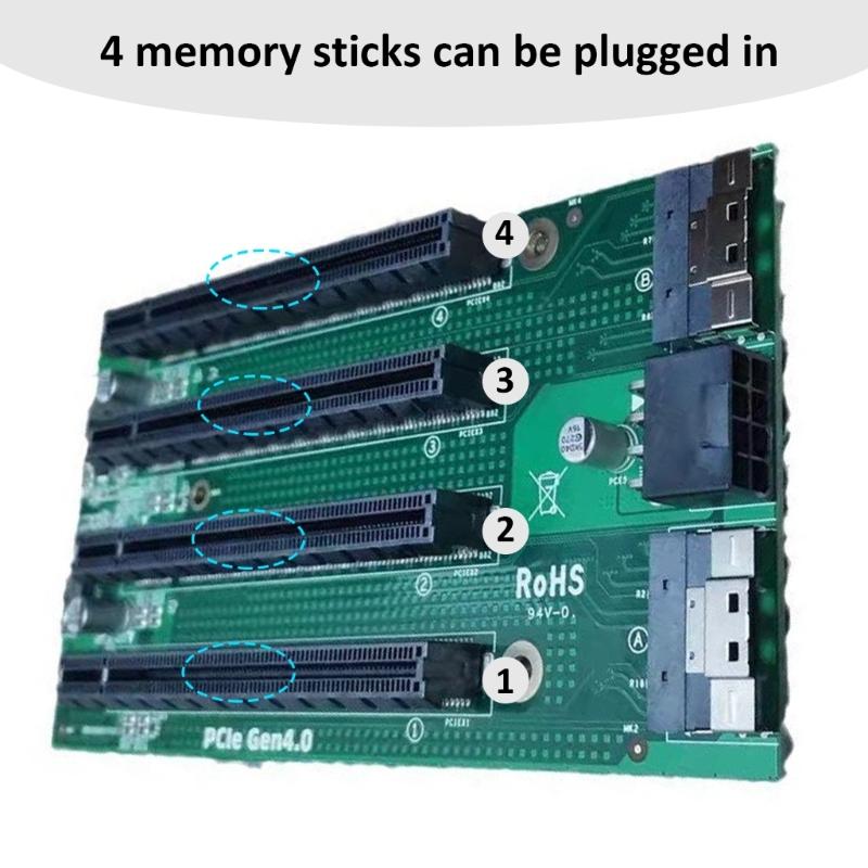 SFF-8654 to PCIe 4.0 x4 Converters Supports SFF-8654 8i to PCIe 4.0 x4 x16 Gen4.0 Interfaces Convert Card Adapters