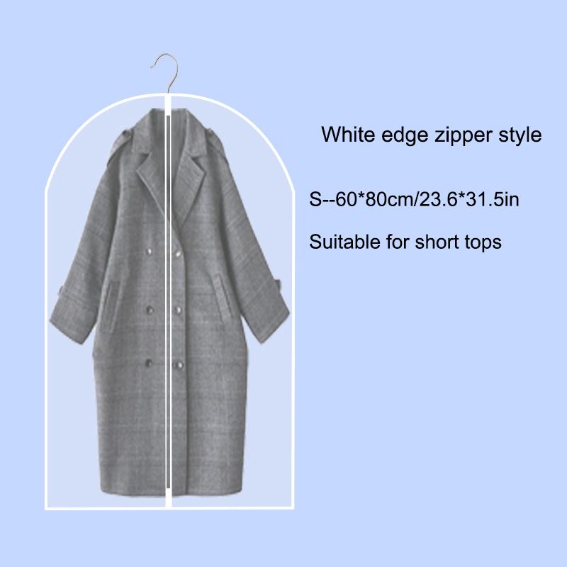 1Pcs Clothes Dust Cover White/Black Fully Enclosed Washable Dust Bag Peva Household Dust Cover With Zipper Coat Suit Cover