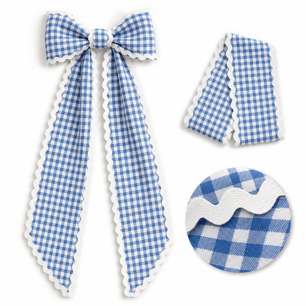Gingham Canvas Wreath Sashes Cloth Scalloped Wreath Sash New Decorative Sashes Door Decor Bow