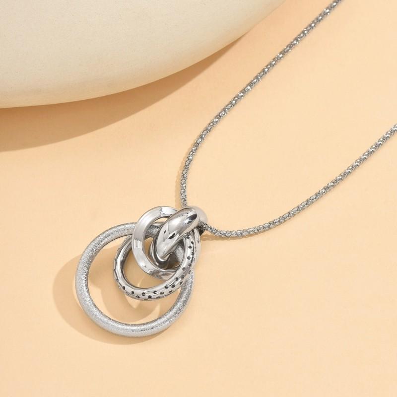 Minimalist Vintage Gold Geometric Circle Pendant Necklace Women Long Chain Adjustable Snake