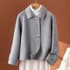 2025 Korean Fashion Woolen Double-Sided Winter Coat with Horn Button for Petite Women